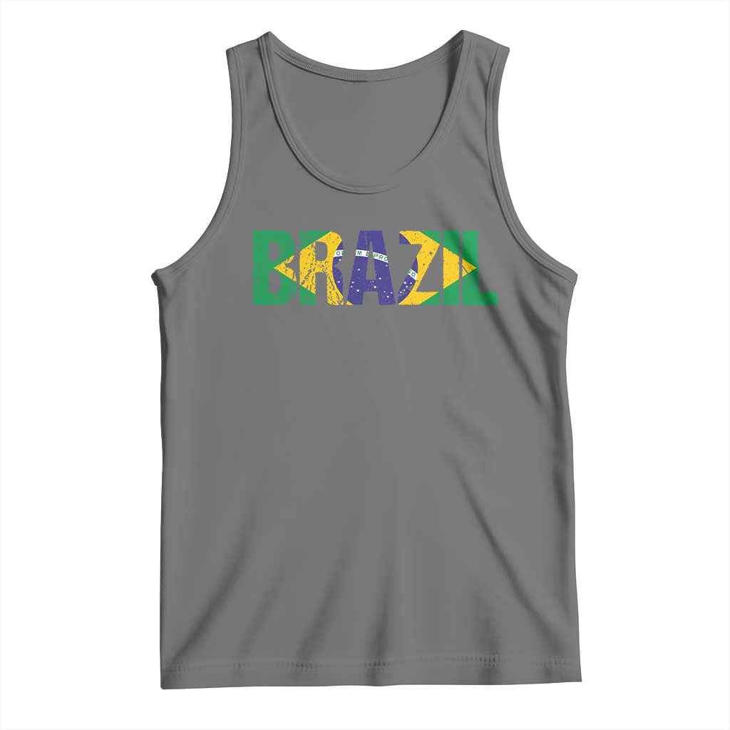 Brazil Brasil Flag Tank Top Vintage Distressed Brazil