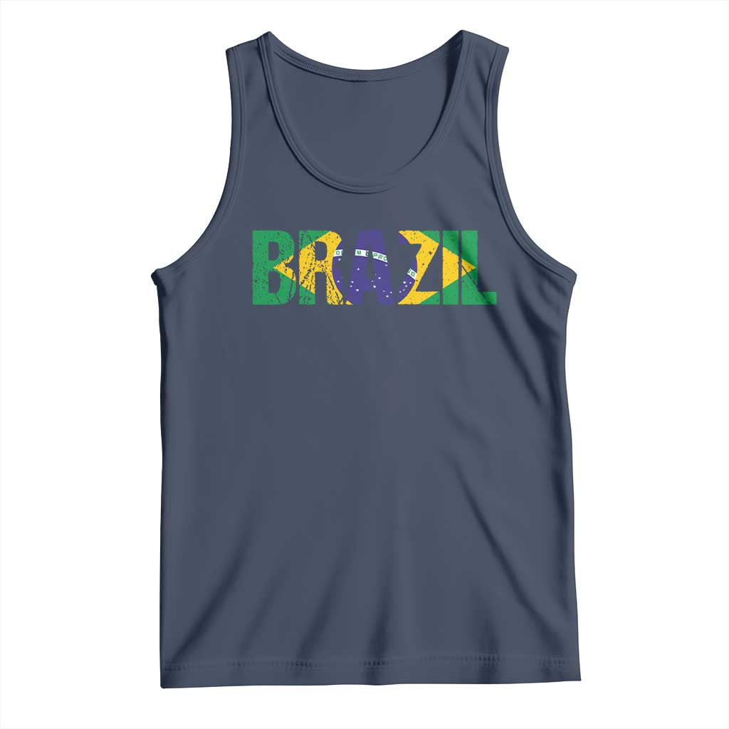 Brazil Brasil Flag Tank Top Vintage Distressed Brazil