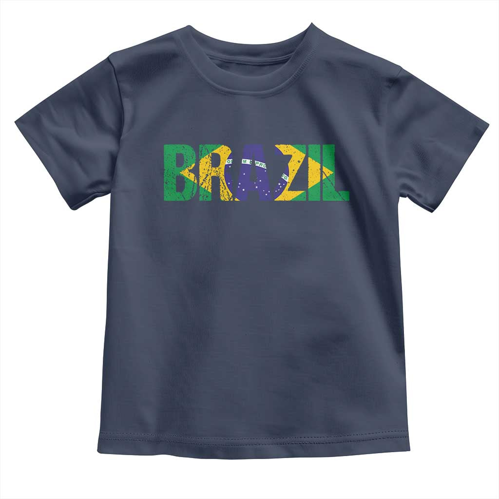 Brazil Brasil Flag Toddler T Shirt Vintage Distressed Brazil