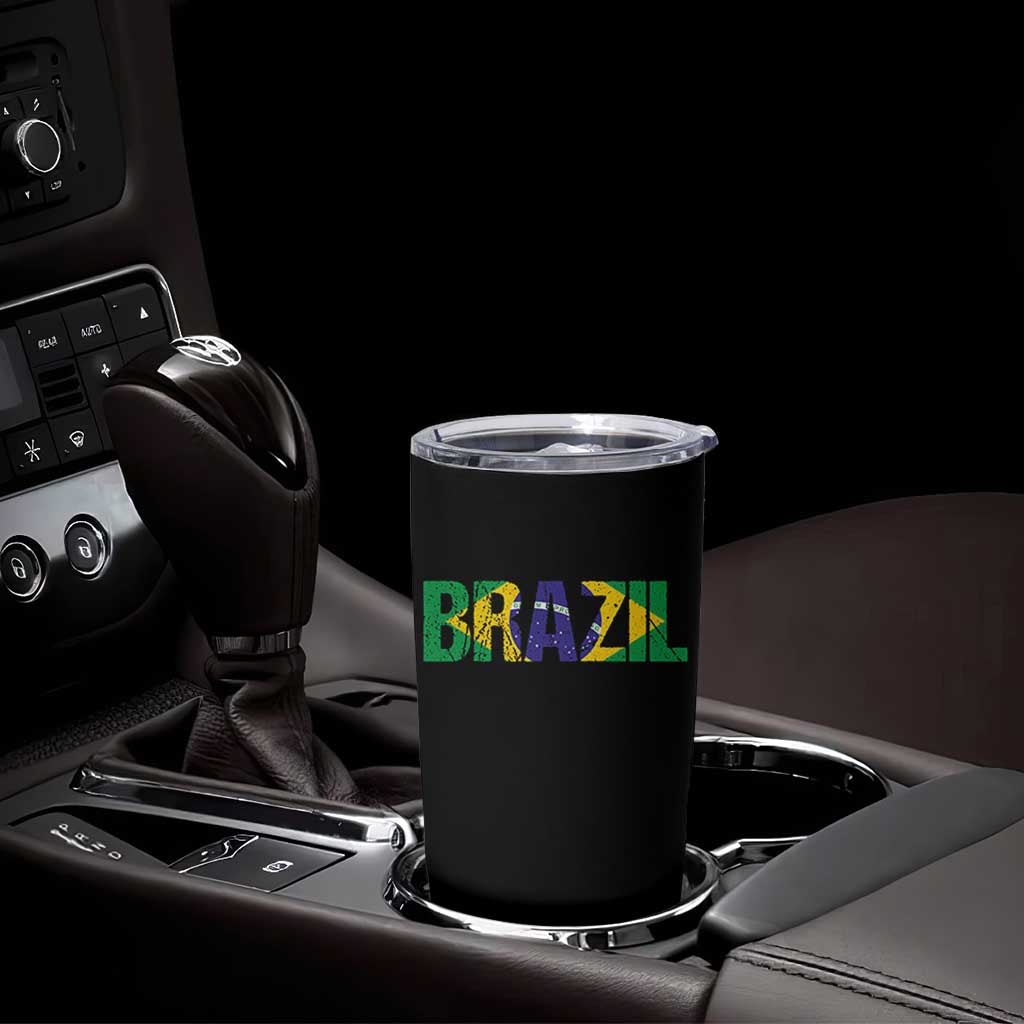 Brazil Brasil Flag Tumbler Cup Vintage Distressed Brazil