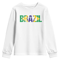 Brazil Brasil Flag Youth Sweatshirt Vintage Distressed Brazil