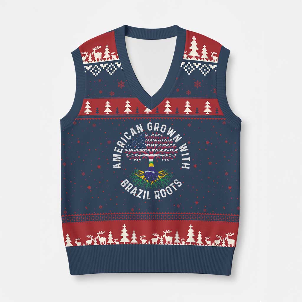 Brazilian Roots American Grown Tree Flag V-Neck Knit Sweater Vest