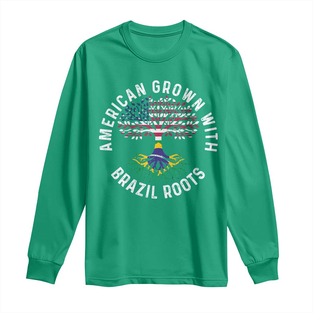 Brazilian Roots American Grown Tree Flag Long Sleeve Shirt