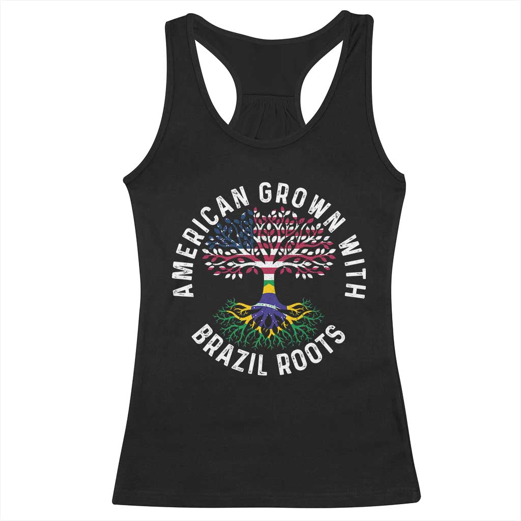Brazilian Roots American Grown Tree Flag Racerback Tank Top