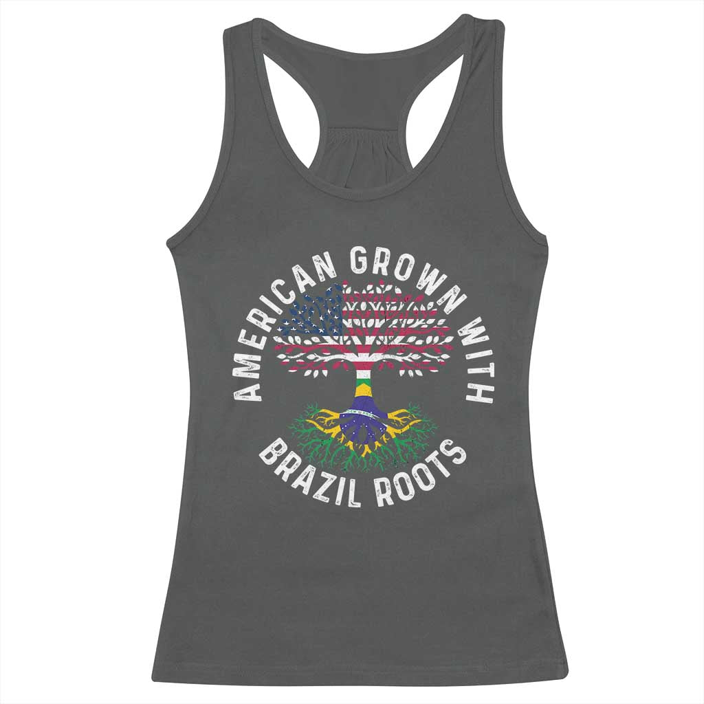 Brazilian Roots American Grown Tree Flag Racerback Tank Top