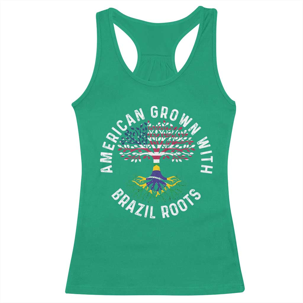 Brazilian Roots American Grown Tree Flag Racerback Tank Top