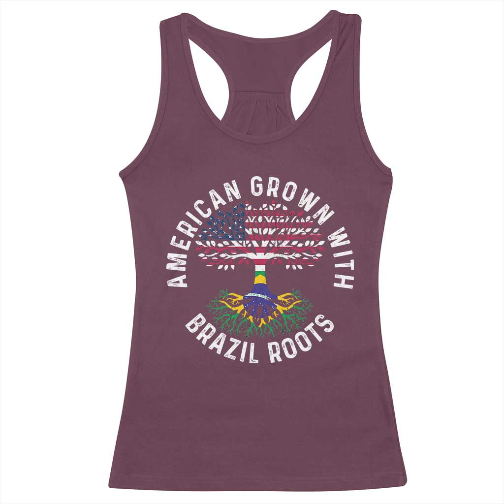 Brazilian Roots American Grown Tree Flag Racerback Tank Top