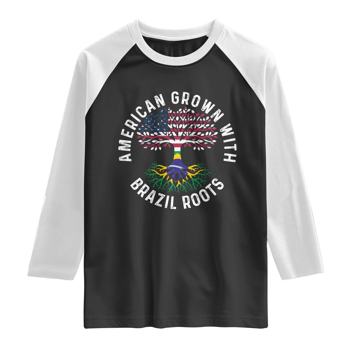 Brazilian Roots American Grown Tree Flag Raglan Shirt