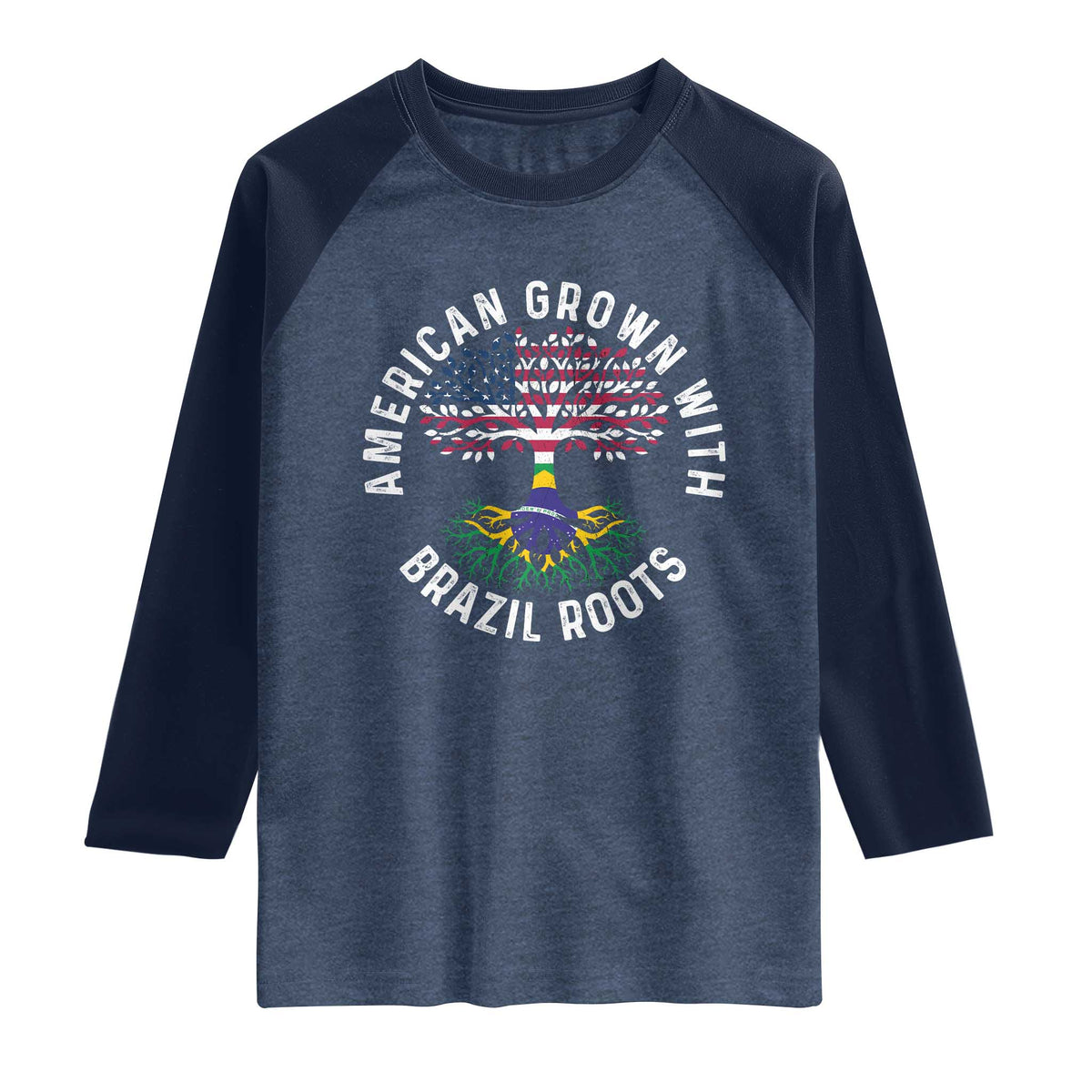 Brazilian Roots American Grown Tree Flag Raglan Shirt