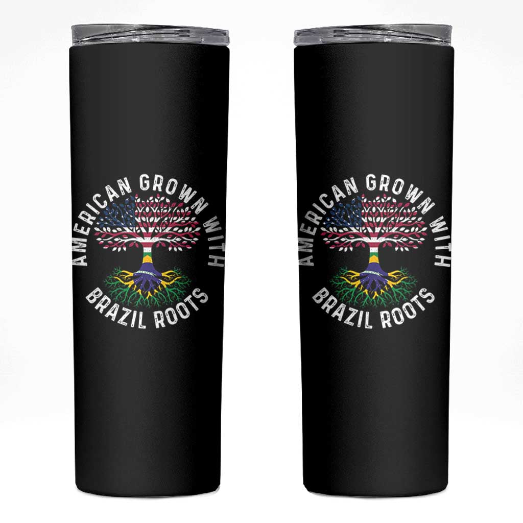 Brazilian Roots American Grown Tree Flag Skinny Tumbler