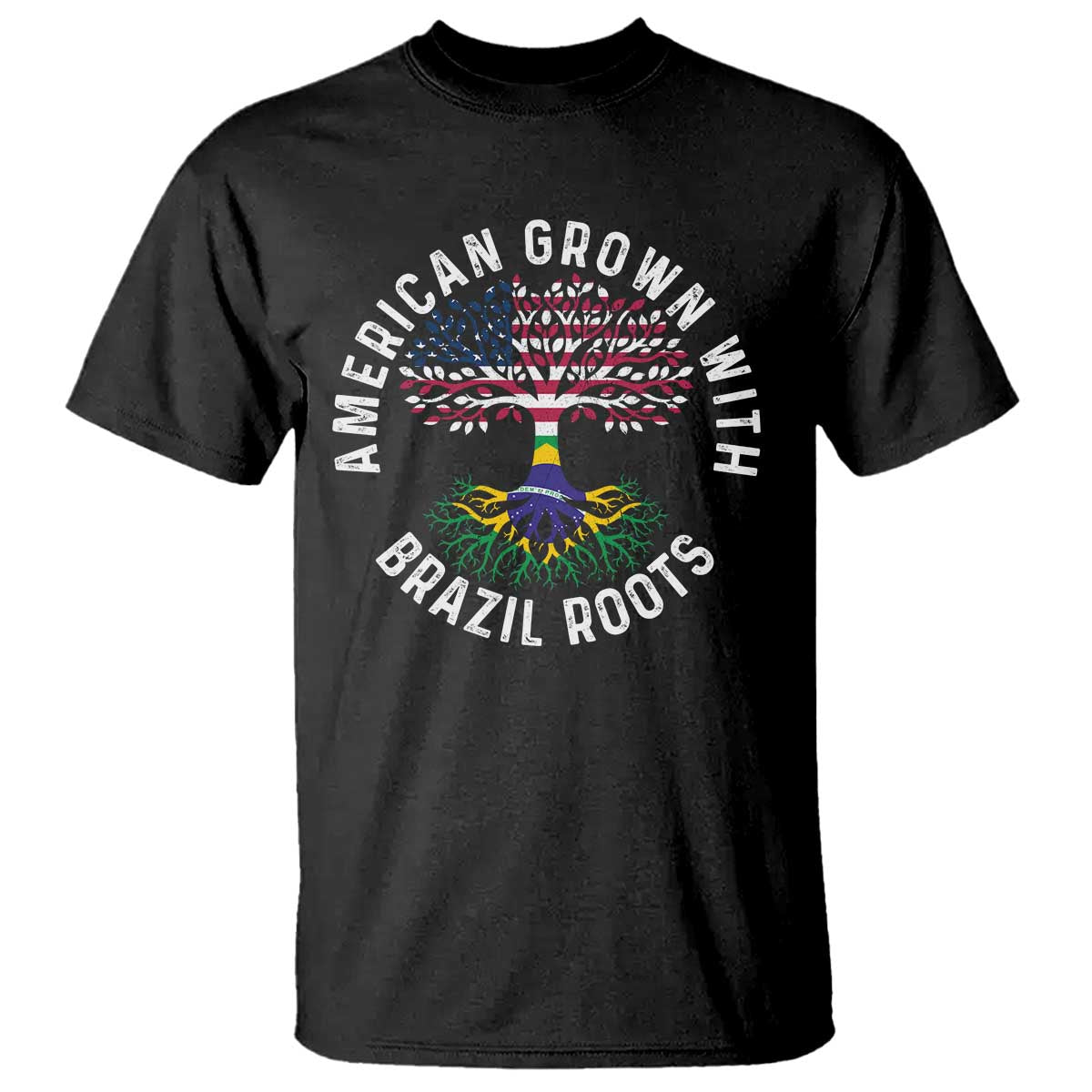 Brazilian Roots American Grown Tree Flag T Shirt