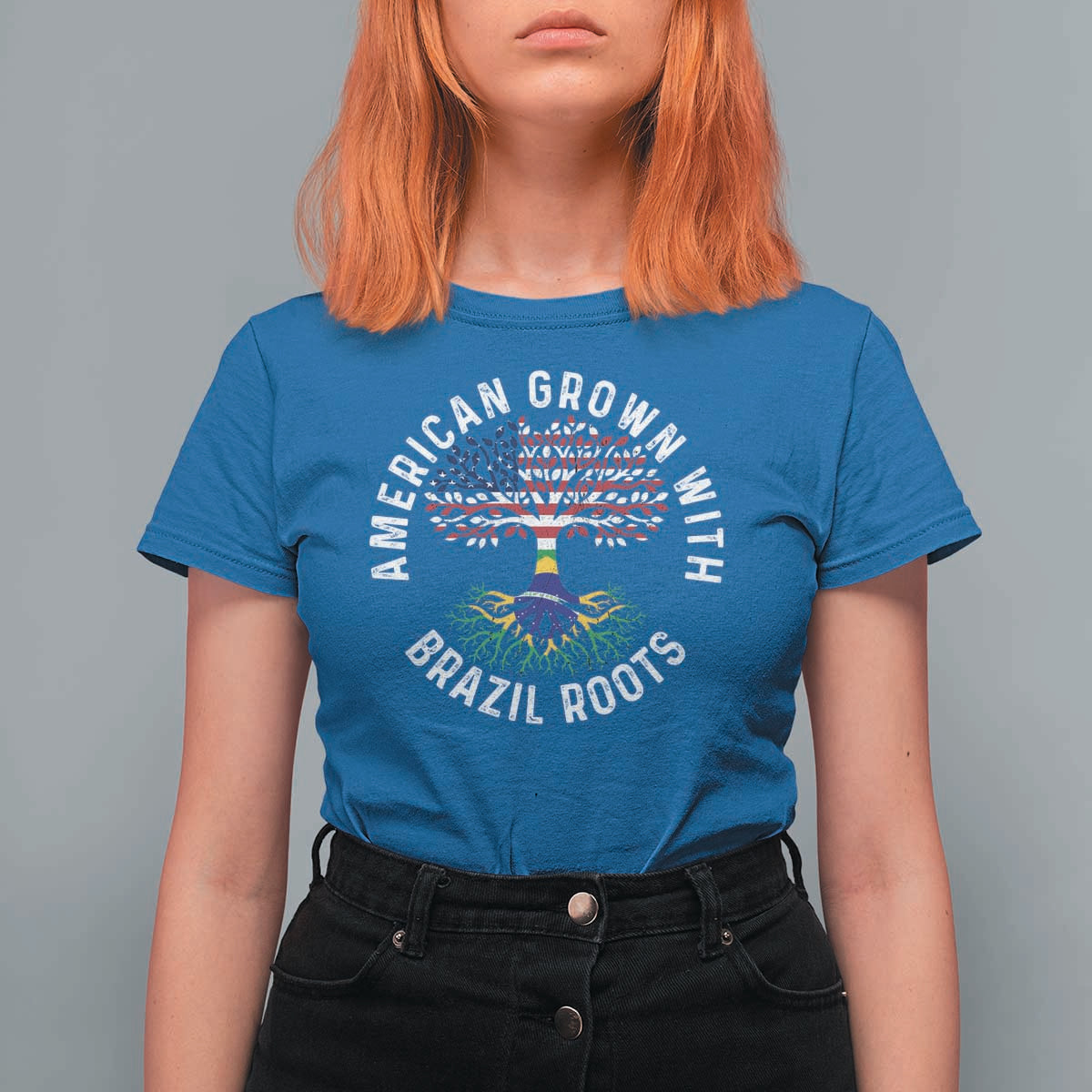Brazilian Roots American Grown Tree Flag T Shirt For Women