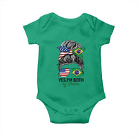 Half American And Brazilian America Brazil Brasil Flag Girl Baby Onesie Yes I'm Both of Them