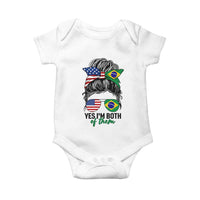 Half American And Brazilian America Brazil Brasil Flag Girl Baby Onesie Yes I'm Both of Them