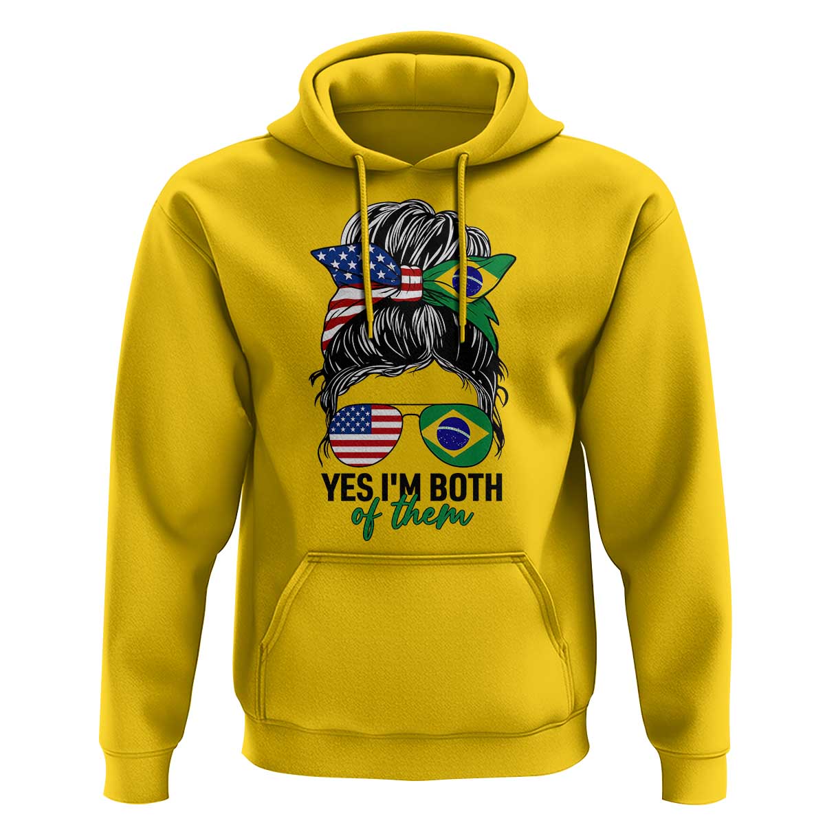 Half American And Brazilian America Brazil Brasil Flag Girl Hoodie Yes I'm Both of Them