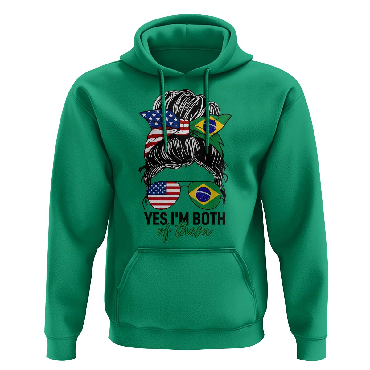 Half American And Brazilian America Brazil Brasil Flag Girl Hoodie Yes I'm Both of Them