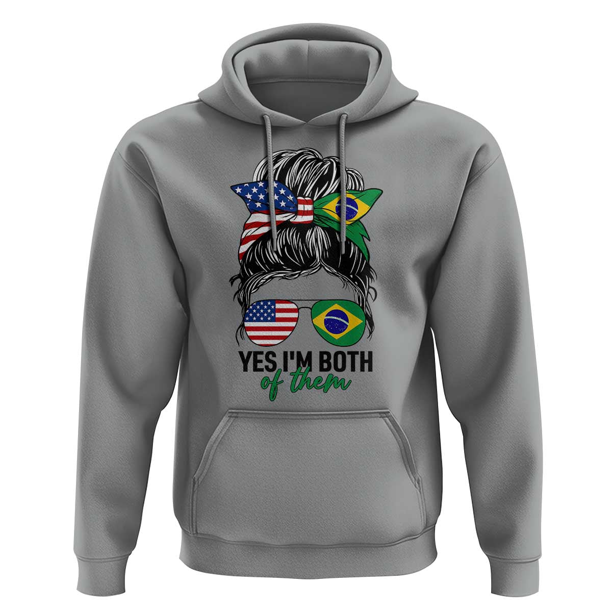 Half American And Brazilian America Brazil Brasil Flag Girl Hoodie Yes I'm Both of Them