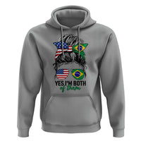 Half American And Brazilian America Brazil Brasil Flag Girl Hoodie Yes I'm Both of Them