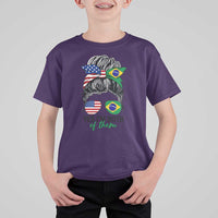 Half American And Brazilian America Brazil Brasil Flag Girl T Shirt For Kid Yes I'm Both of Them