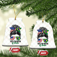 Half American And Brazilian America Brazil Brasil Flag Girl Ceramic Ornament Yes I'm Both of Them