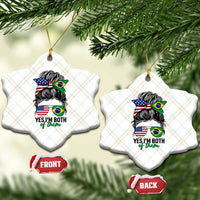 Half American And Brazilian America Brazil Brasil Flag Girl Ceramic Ornament Yes I'm Both of Them