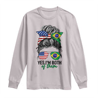 Half American And Brazilian America Brazil Brasil Flag Girl Long Sleeve Shirt Yes I'm Both of Them