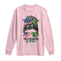Half American And Brazilian America Brazil Brasil Flag Girl Long Sleeve Shirt Yes I'm Both of Them