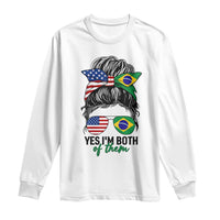 Half American And Brazilian America Brazil Brasil Flag Girl Long Sleeve Shirt Yes I'm Both of Them
