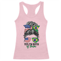 Half American And Brazilian America Brazil Brasil Flag Girl Racerback Tank Top Yes I'm Both of Them