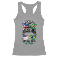 Half American And Brazilian America Brazil Brasil Flag Girl Racerback Tank Top Yes I'm Both of Them