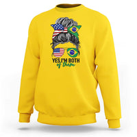 Half American And Brazilian America Brazil Brasil Flag Girl Sweatshirt Yes I'm Both of Them
