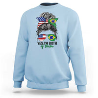 Half American And Brazilian America Brazil Brasil Flag Girl Sweatshirt Yes I'm Both of Them