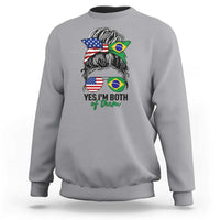 Half American And Brazilian America Brazil Brasil Flag Girl Sweatshirt Yes I'm Both of Them