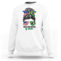 Half American And Brazilian America Brazil Brasil Flag Girl Sweatshirt Yes I'm Both of Them