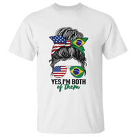 Half American And Brazilian America Brazil Brasil Flag Girl T Shirt Yes I'm Both of Them