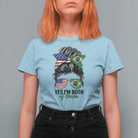 Half American And Brazilian America Brazil Brasil Flag Girl T Shirt For Women Yes I'm Both of Them