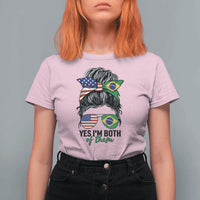 Half American And Brazilian America Brazil Brasil Flag Girl T Shirt For Women Yes I'm Both of Them