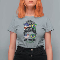 Half American And Brazilian America Brazil Brasil Flag Girl T Shirt For Women Yes I'm Both of Them