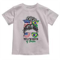 Half American And Brazilian America Brazil Brasil Flag Girl Toddler T Shirt Yes I'm Both of Them