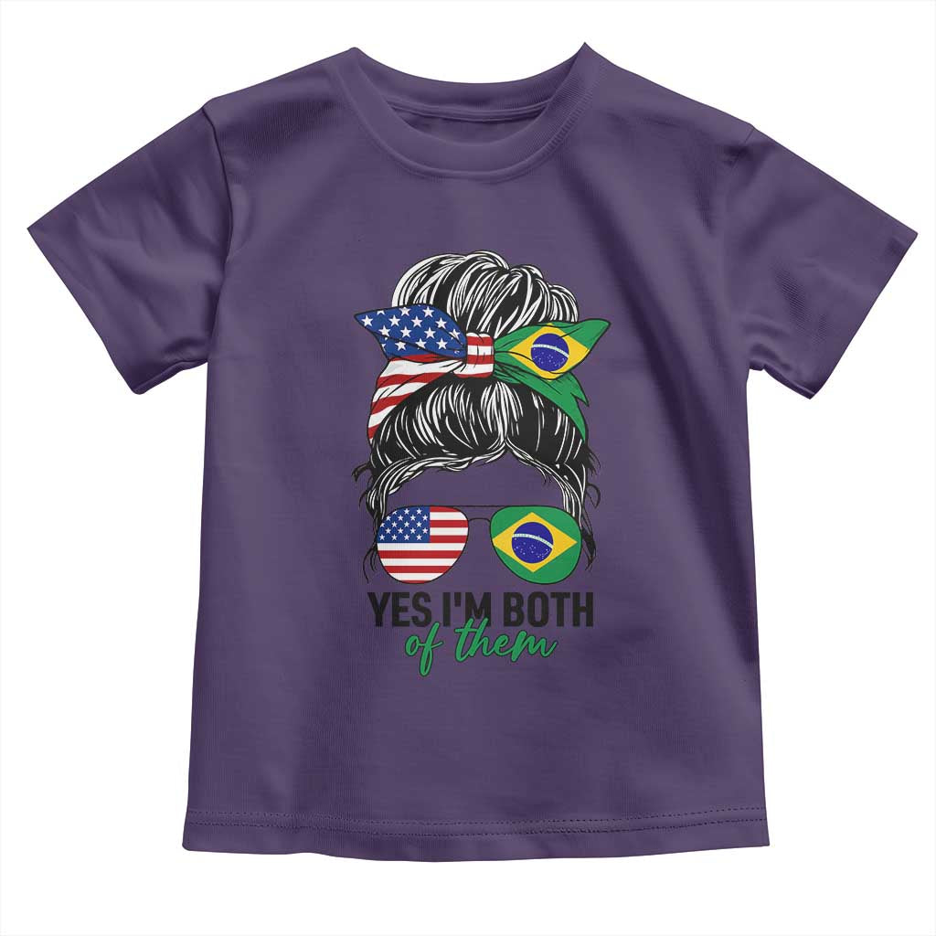 Half American And Brazilian America Brazil Brasil Flag Girl Toddler T Shirt Yes I'm Both of Them