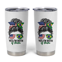 Half American And Brazilian America Brazil Brasil Flag Girl Tumbler Cup Yes I'm Both of Them