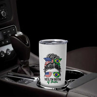 Half American And Brazilian America Brazil Brasil Flag Girl Tumbler Cup Yes I'm Both of Them