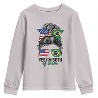 Half American And Brazilian America Brazil Brasil Flag Girl Youth Sweatshirt Yes I'm Both of Them