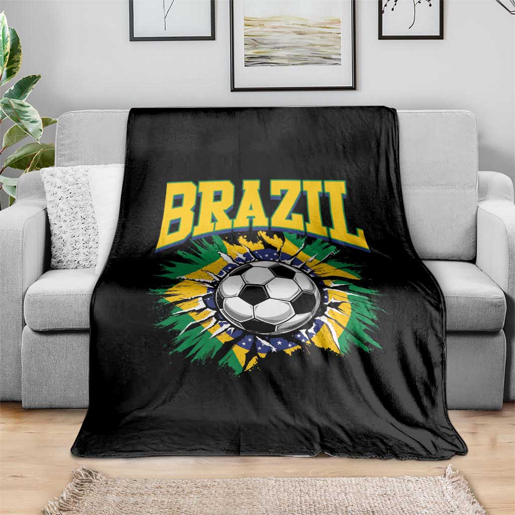 Brazil Soccer Fan Throw Blanket Brazilian Football Game Day Fan