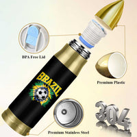 Brazil Soccer Fan Bullet Tumbler Brazilian Football Game Day Fan