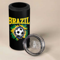Brazil Soccer Fan 4 in 1 Can Cooler Tumbler Brazilian Football Game Day Fan