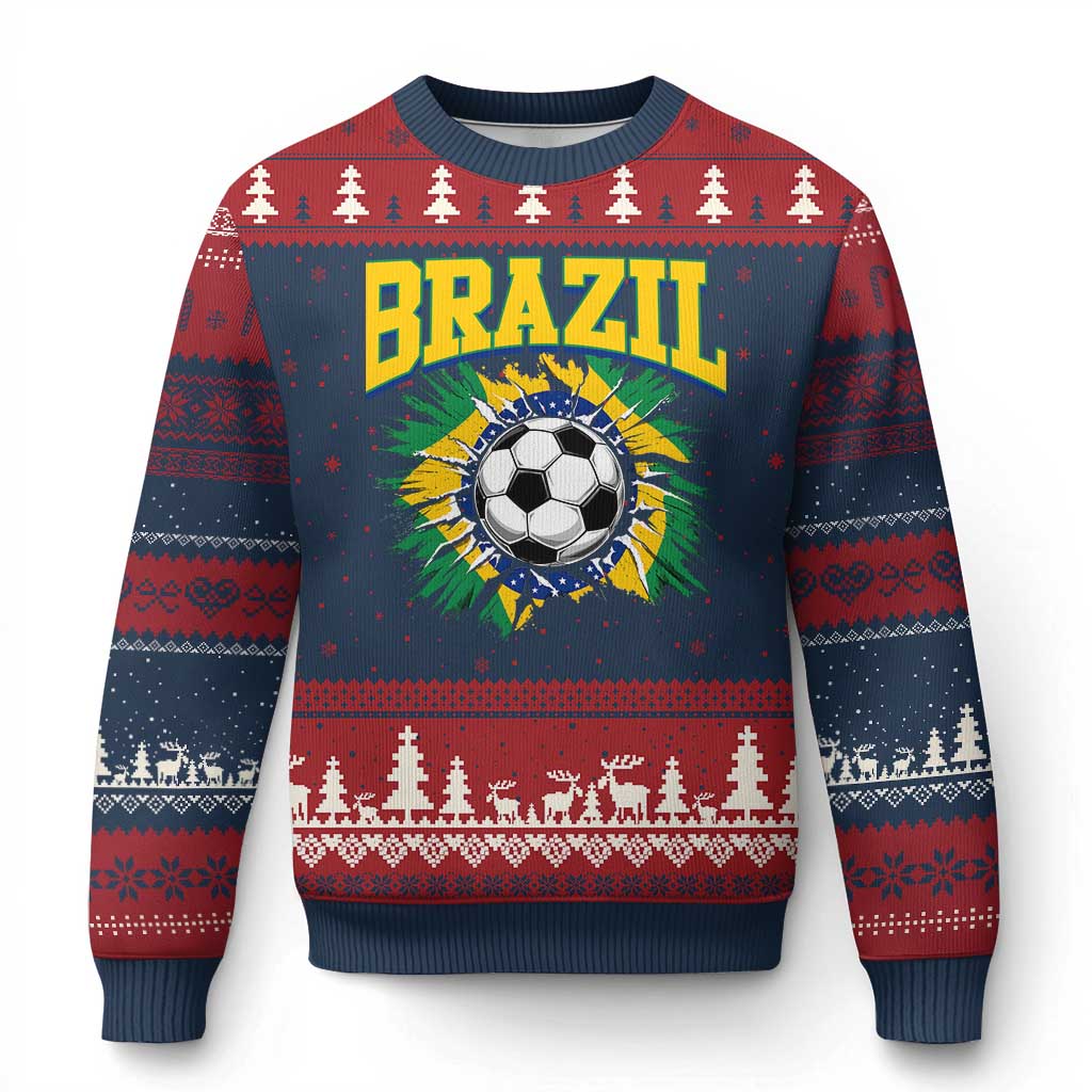 Brazil Soccer Fan Ugly Christmas Sweater Brazilian Football Game Day Fan