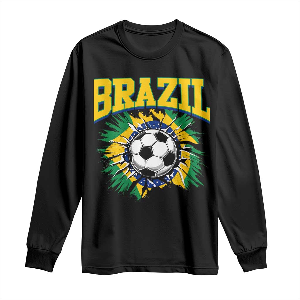 Brazil Soccer Fan Long Sleeve Shirt Brazilian Football Game Day Fan