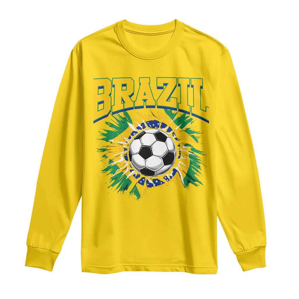 Brazil Soccer Fan Long Sleeve Shirt Brazilian Football Game Day Fan