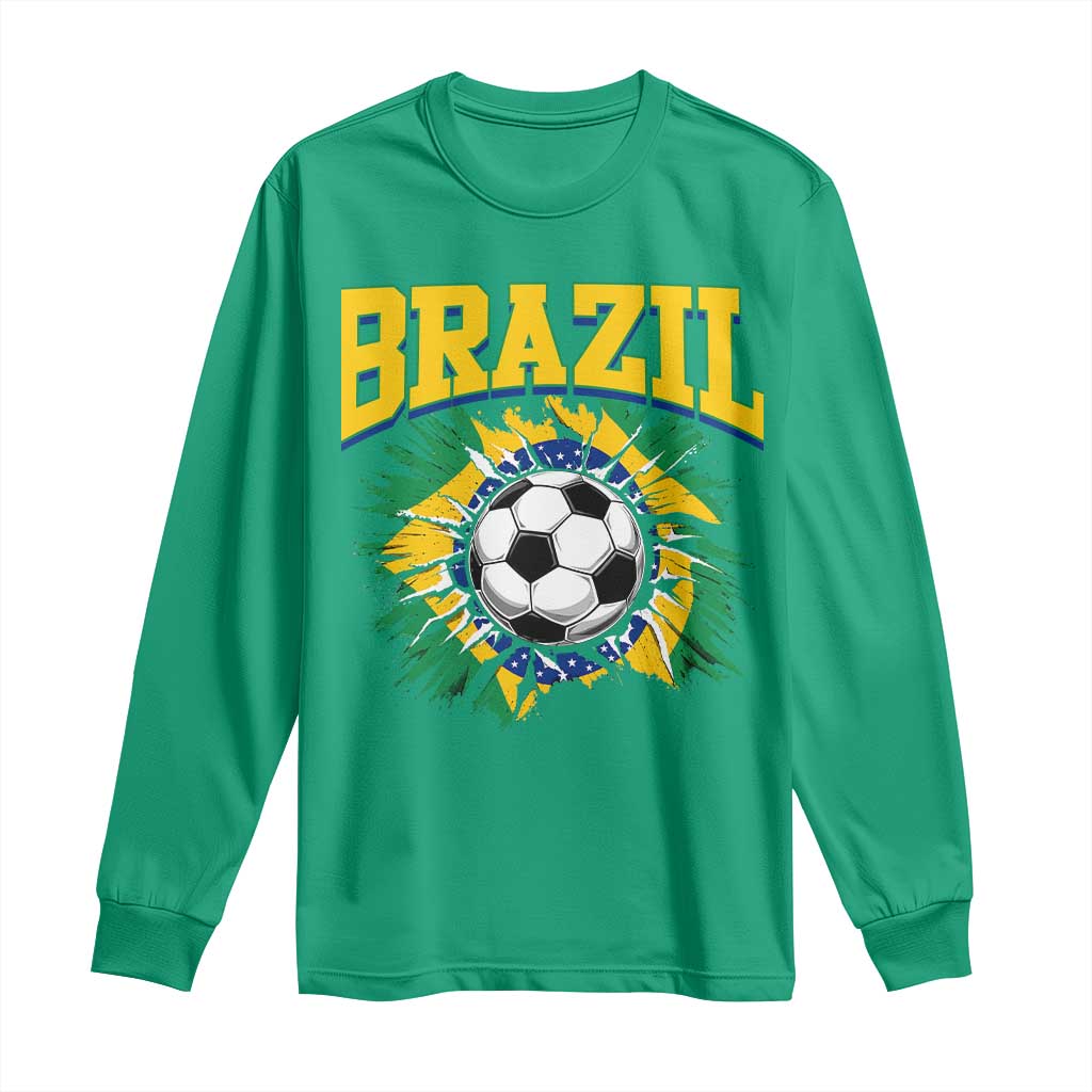Brazil Soccer Fan Long Sleeve Shirt Brazilian Football Game Day Fan